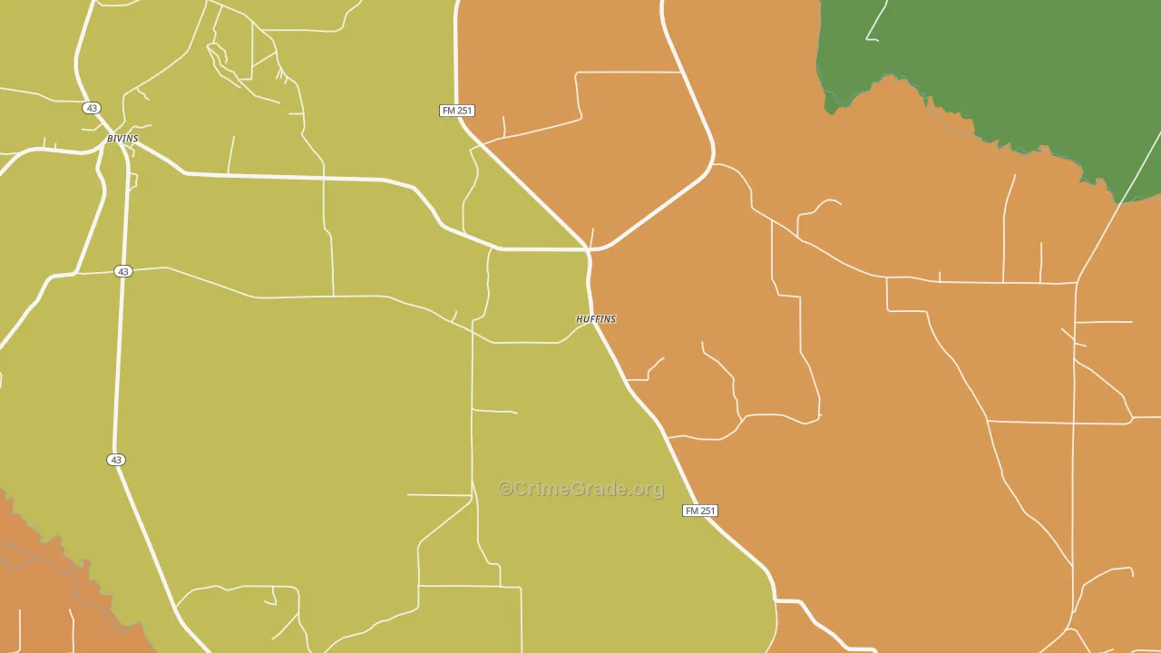 Huffines, TX Map of Vandalism Rates