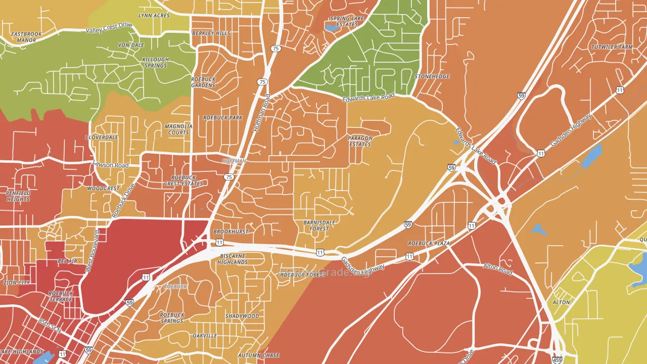 Huffman, Birmingham, AL Map of Vandalism Rates