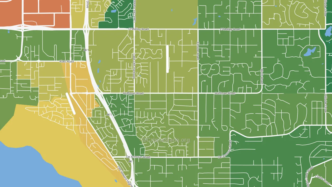 Huffman-O'Malley, Anchorage, AK Map of Vandalism Rates