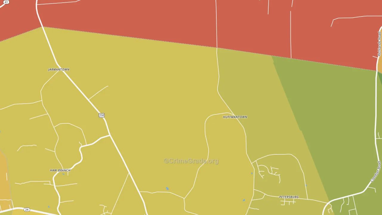 Huffmantown, NC Map of Vandalism Rates