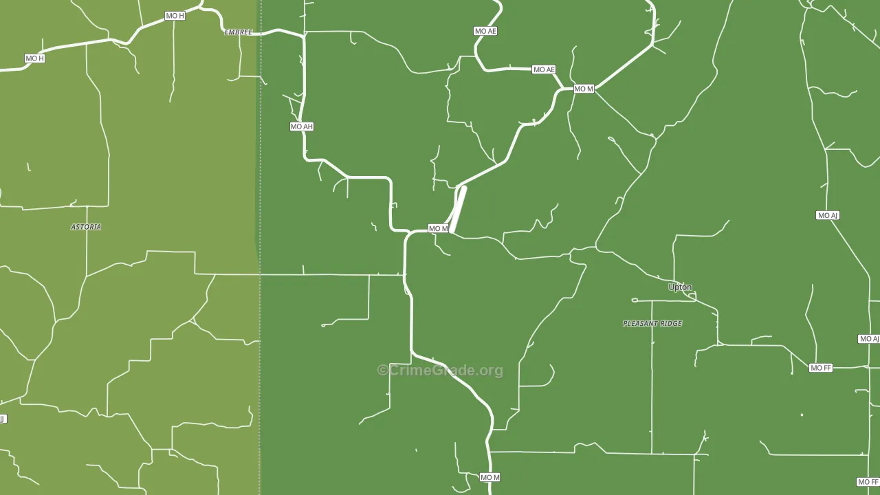 Huggins, MO Map of Vandalism Rates