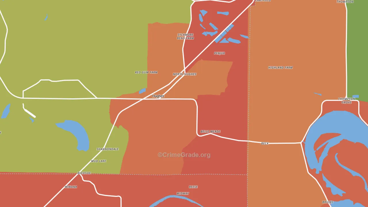 Hughes, AR Map of Vandalism Rates