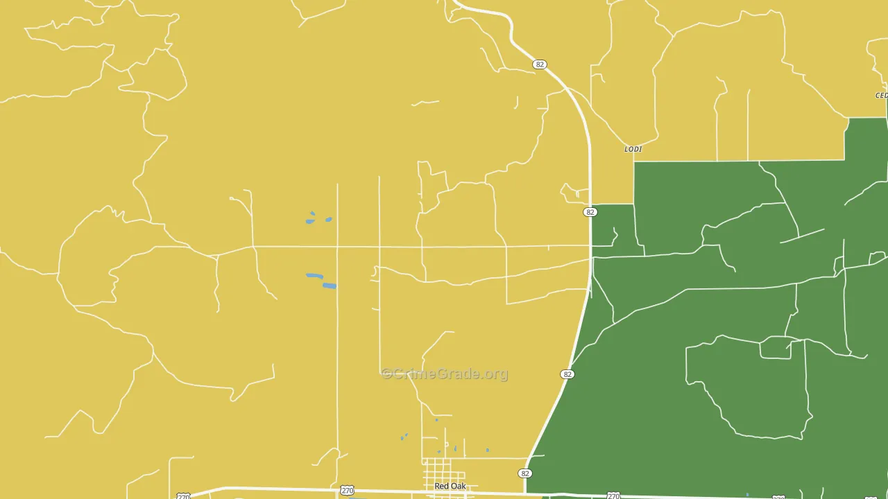 Hughes, OK Map of Vandalism Rates