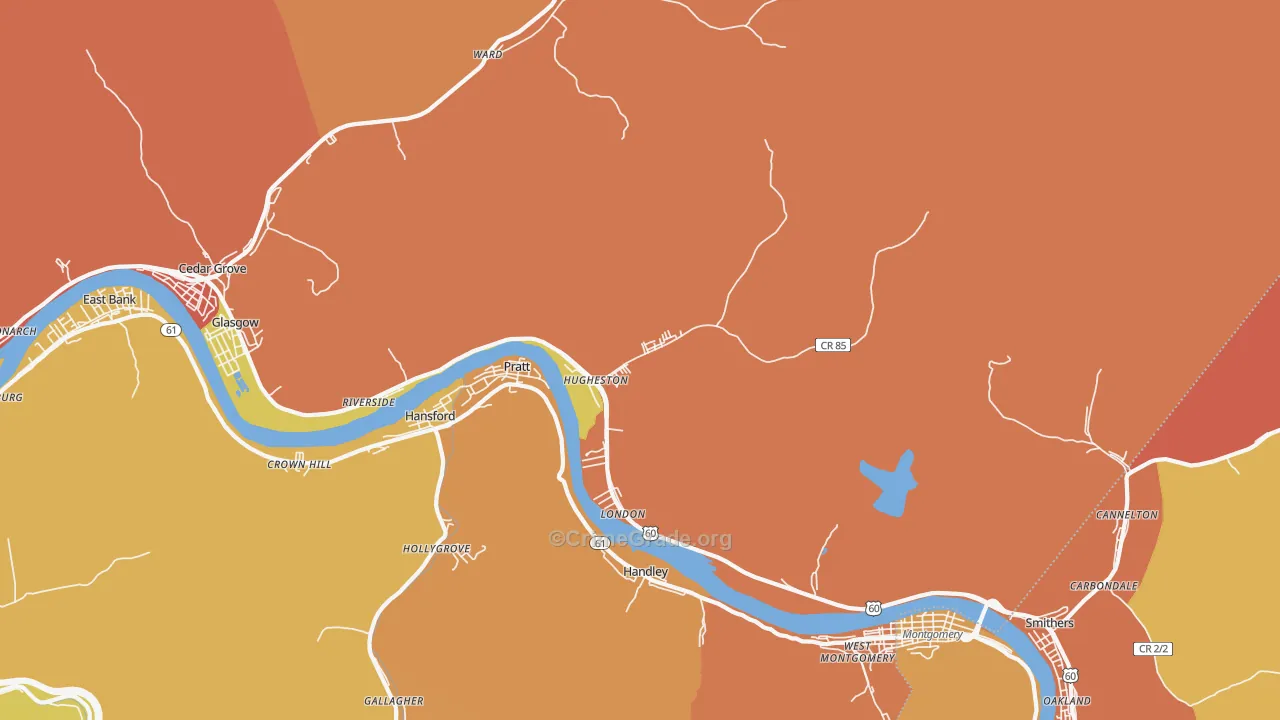 Hugheston, WV Map of Vandalism Rates