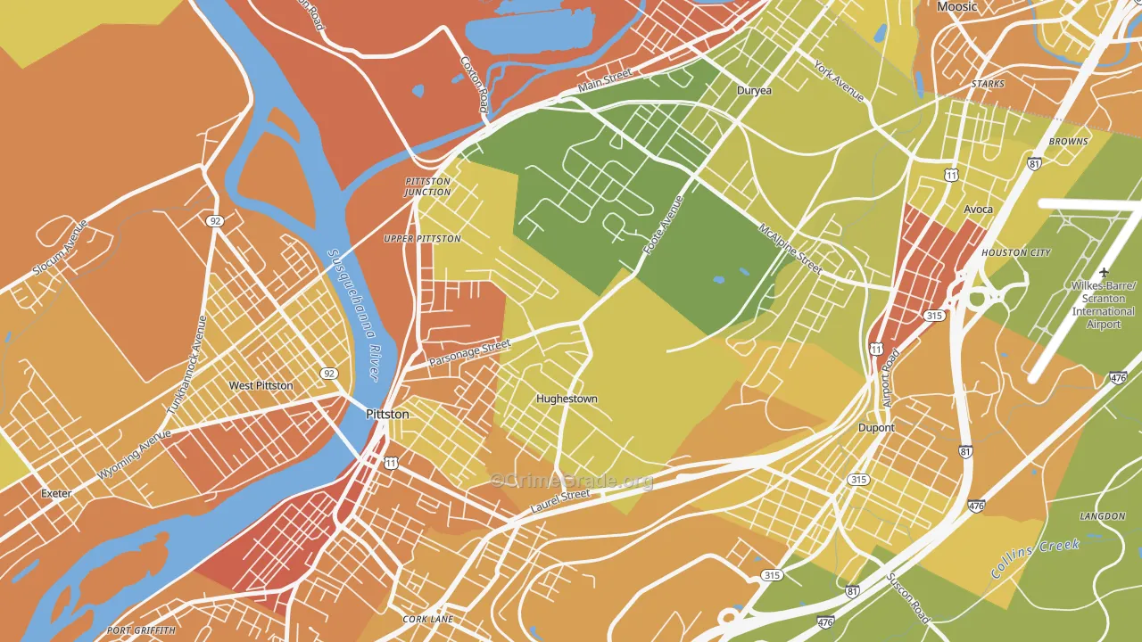 Hughestown, PA Map of Vandalism Rates