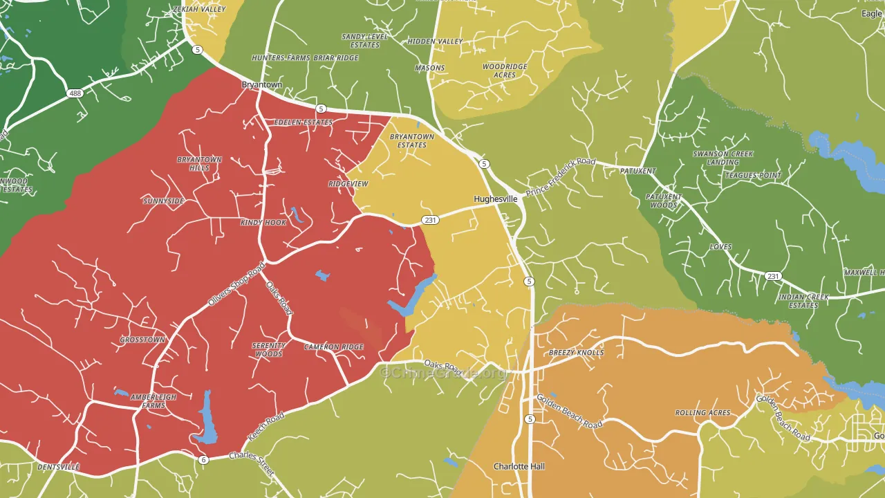 Hughesville, MD Map of Vandalism Rates