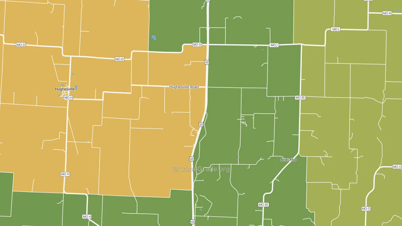 Hughesville, MO Map of Vandalism Rates