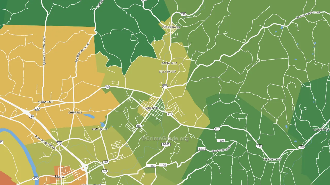 Hughesville, PA Map of Vandalism Rates