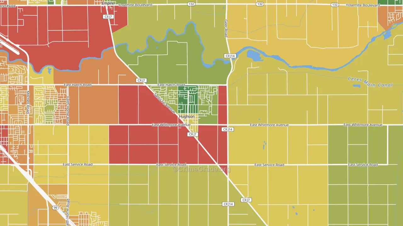 Hughson, CA Map of Vandalism Rates