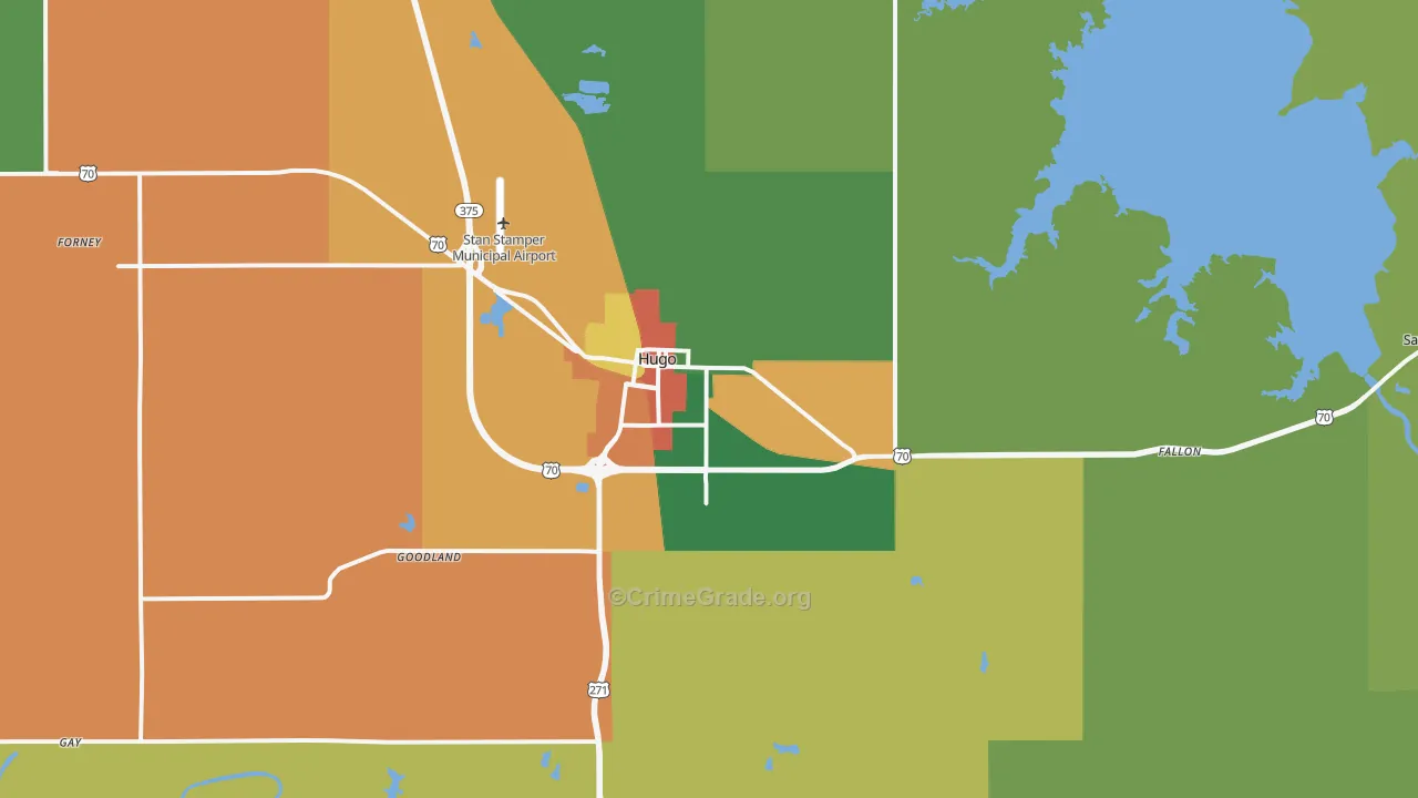 Hugo, OK Map of Vandalism Rates
