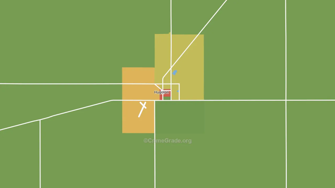 Hugoton, KS Map of Vandalism Rates