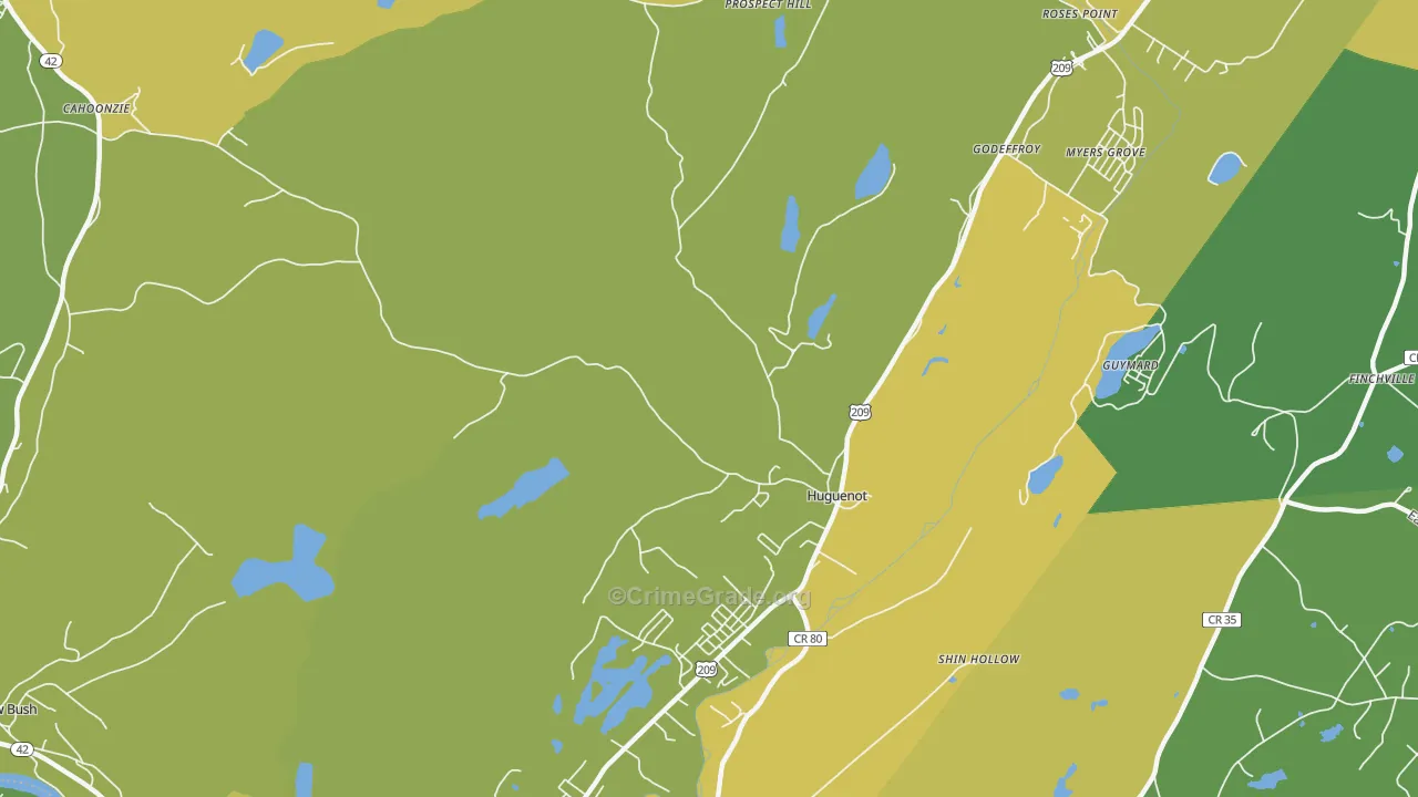 Huguenot, NY Map of Vandalism Rates