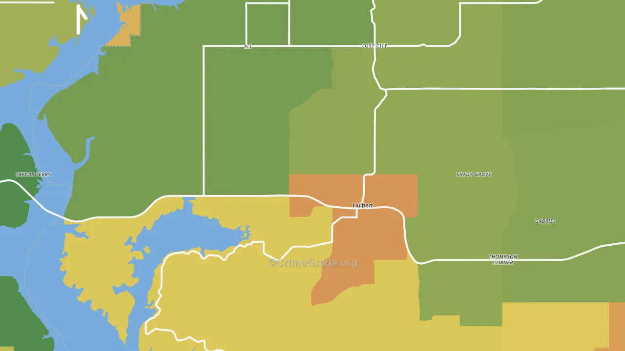 Hulbert, OK Map of Vandalism Rates