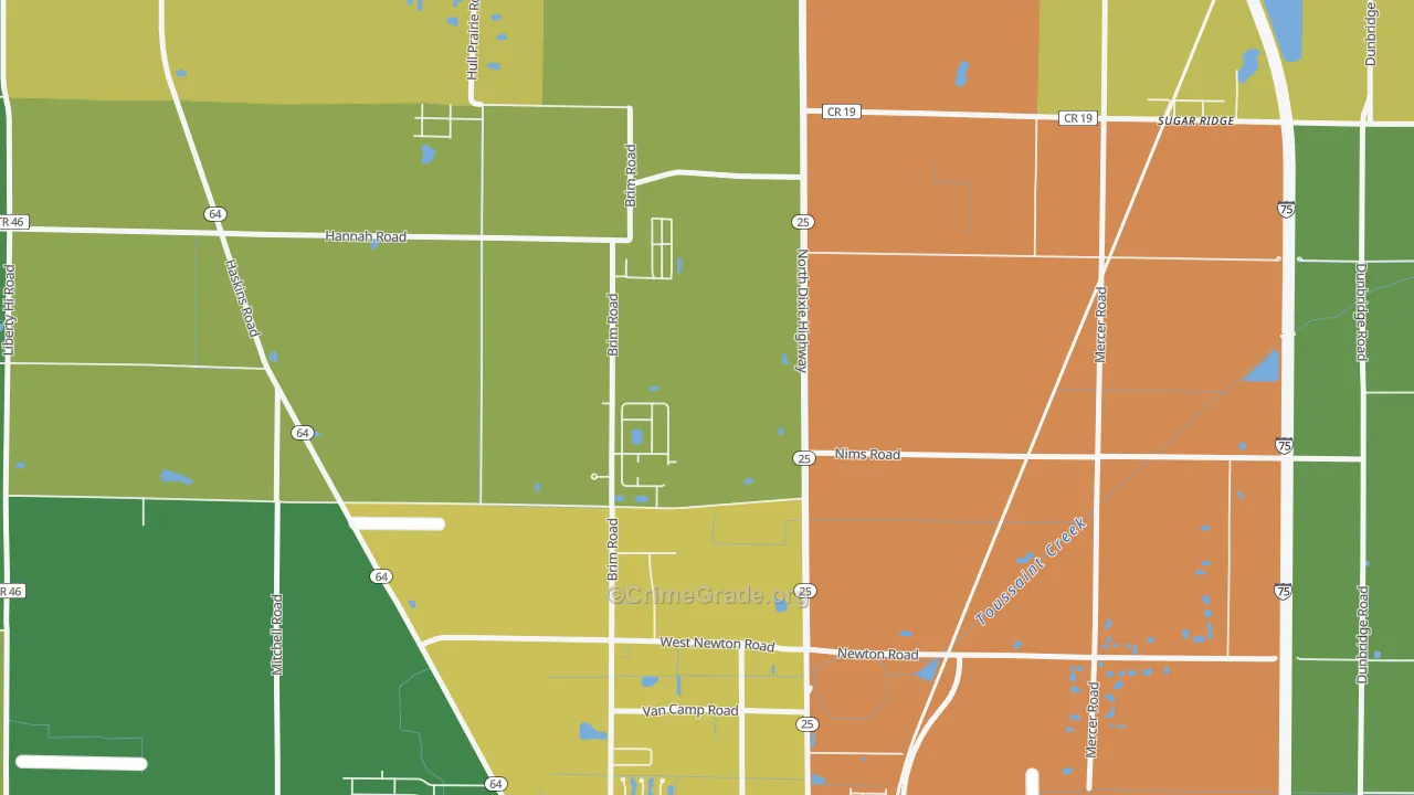 Hull Prairie, OH Map of Vandalism Rates