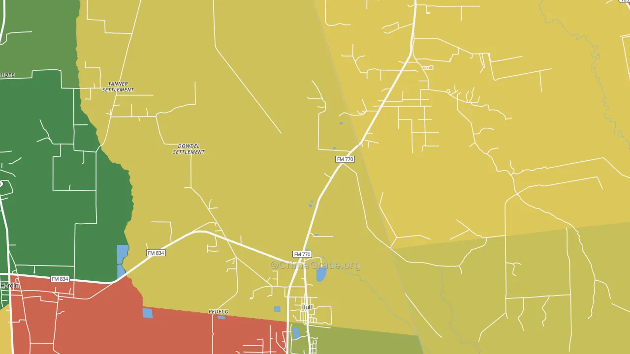 Hull, TX Map of Vandalism Rates