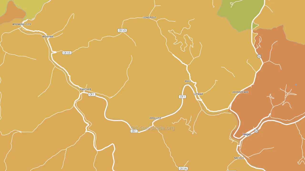 Hull, WV Map of Vandalism Rates