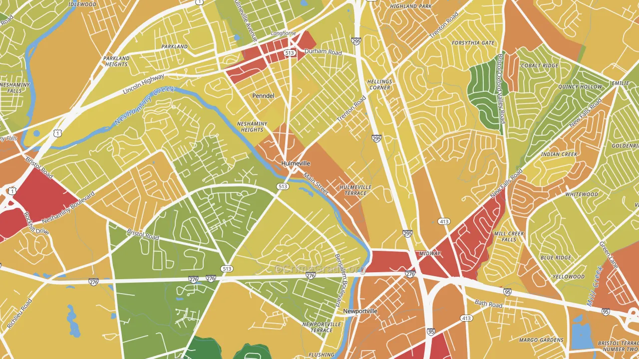 Hulmeville, PA Map of Vandalism Rates