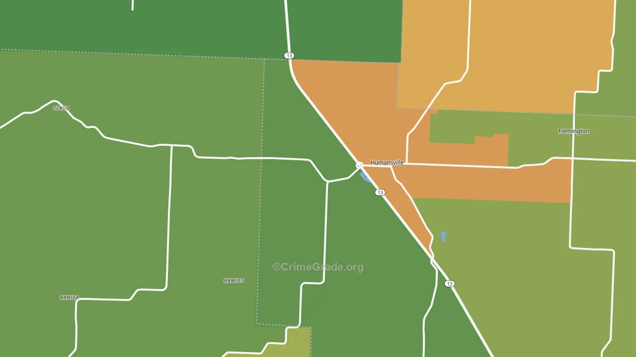 Humansville, MO Map of Vandalism Rates
