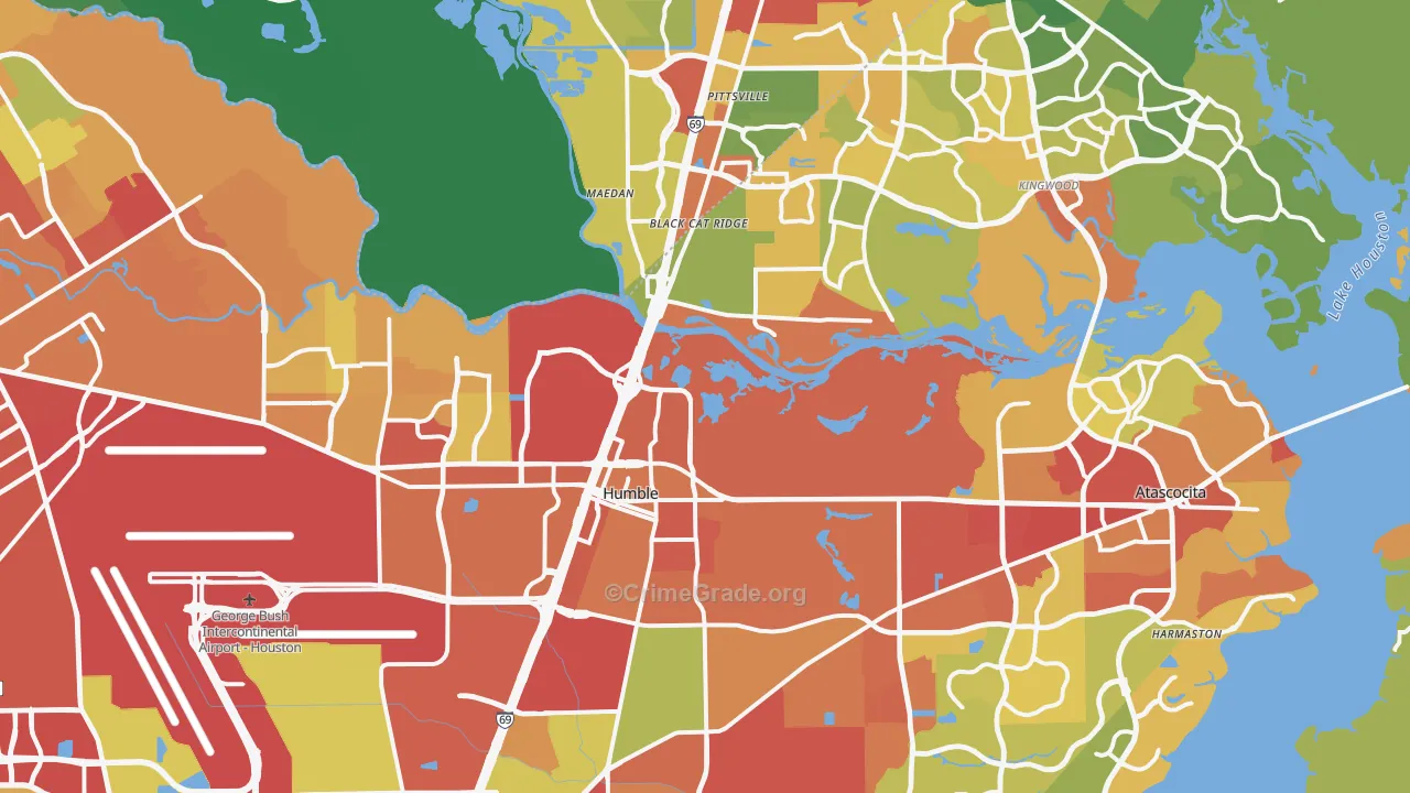 Humble, TX Map of Vandalism Rates