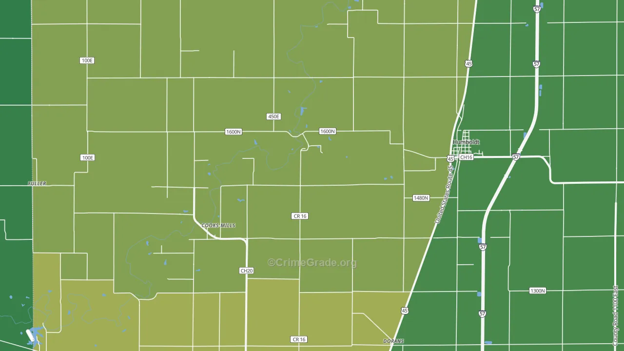 Humboldt, IL Map of Vandalism Rates