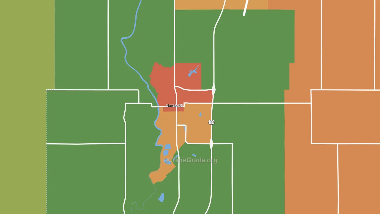 Humboldt, KS Map of Vandalism Rates