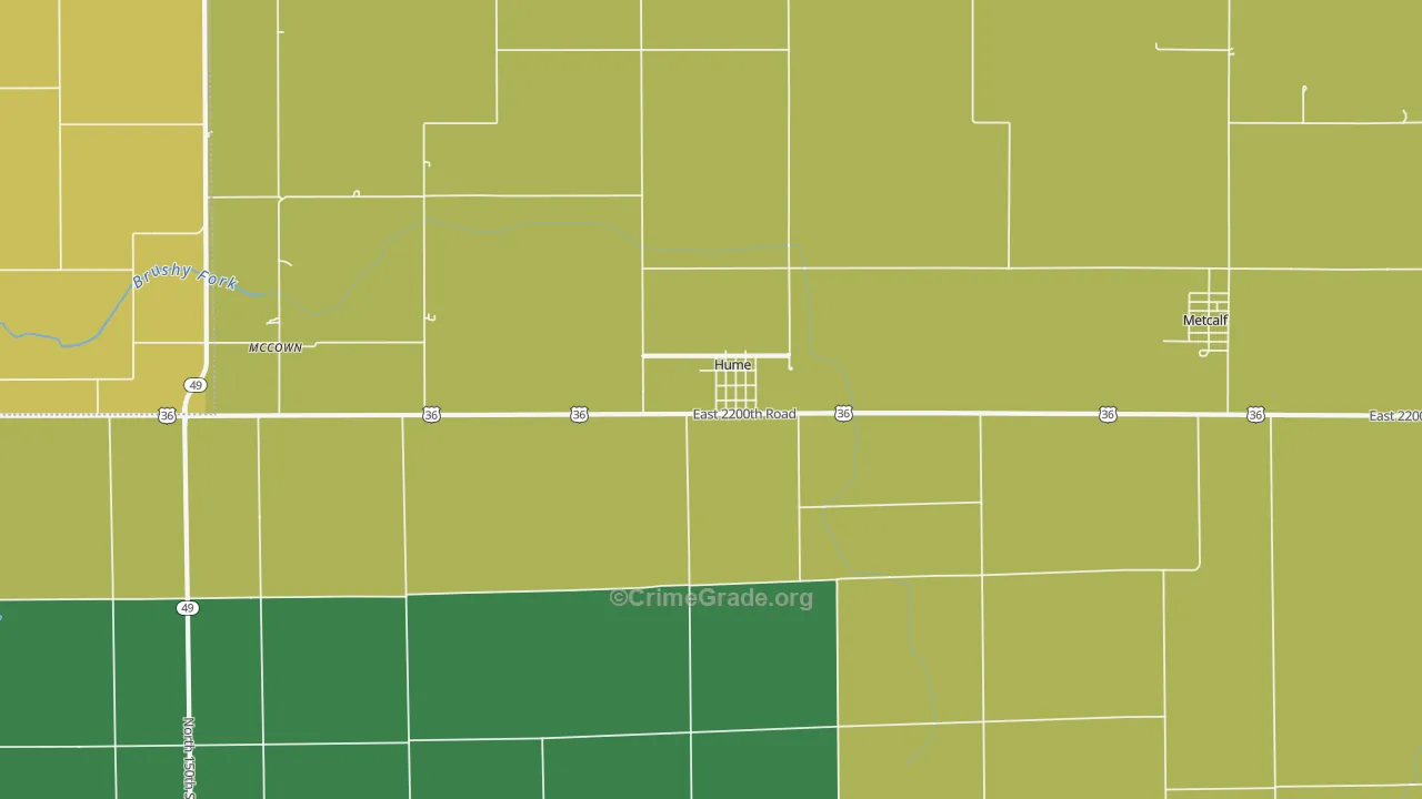 Hume, IL Map of Vandalism Rates