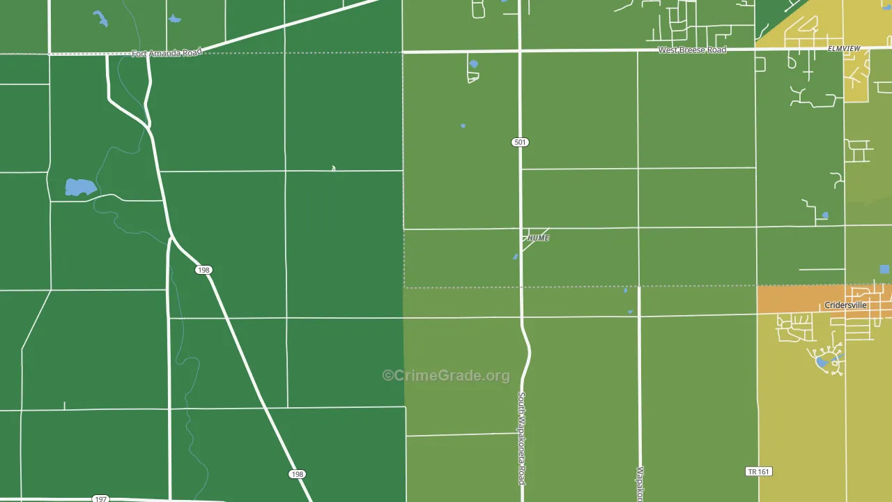 Hume, OH Map of Vandalism Rates