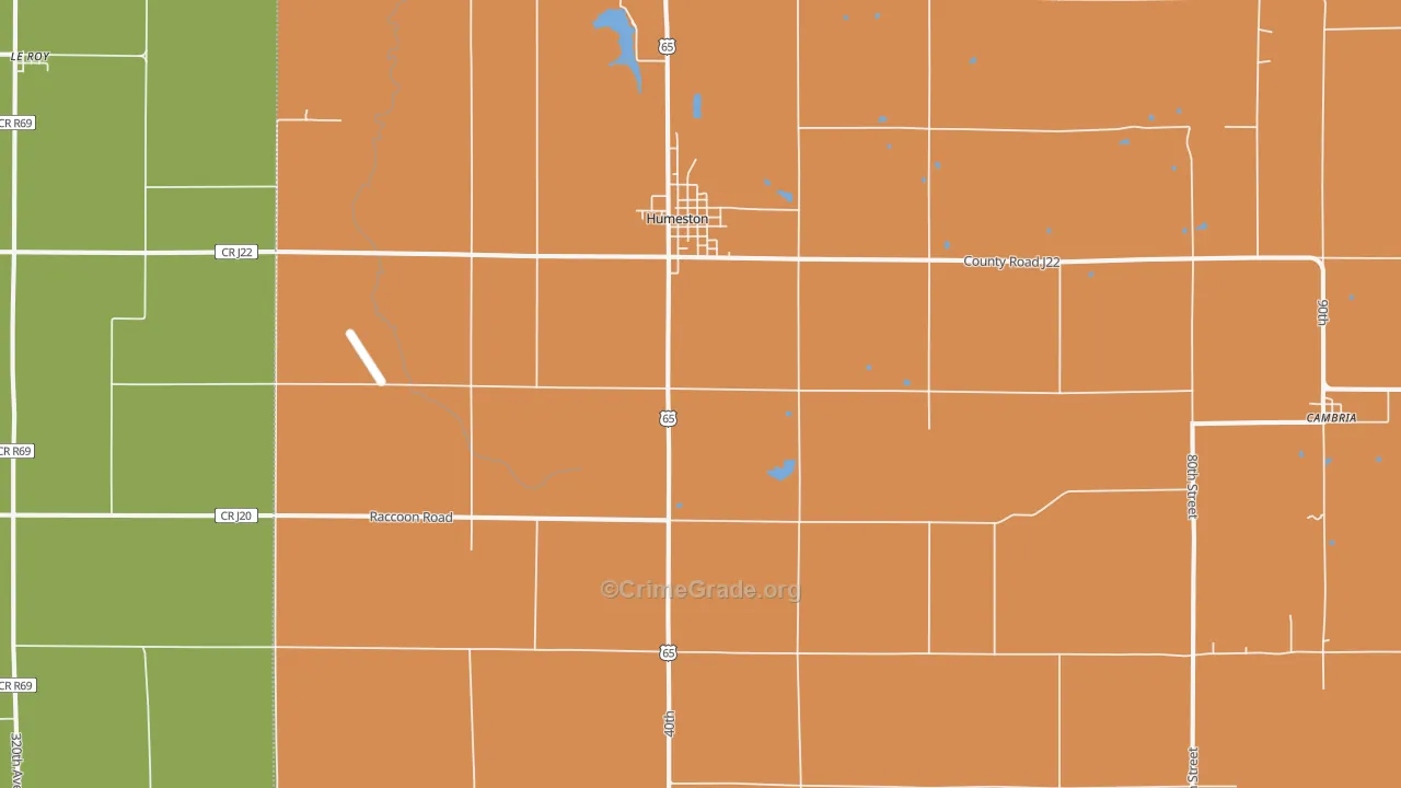 Humeston, IA Map of Vandalism Rates