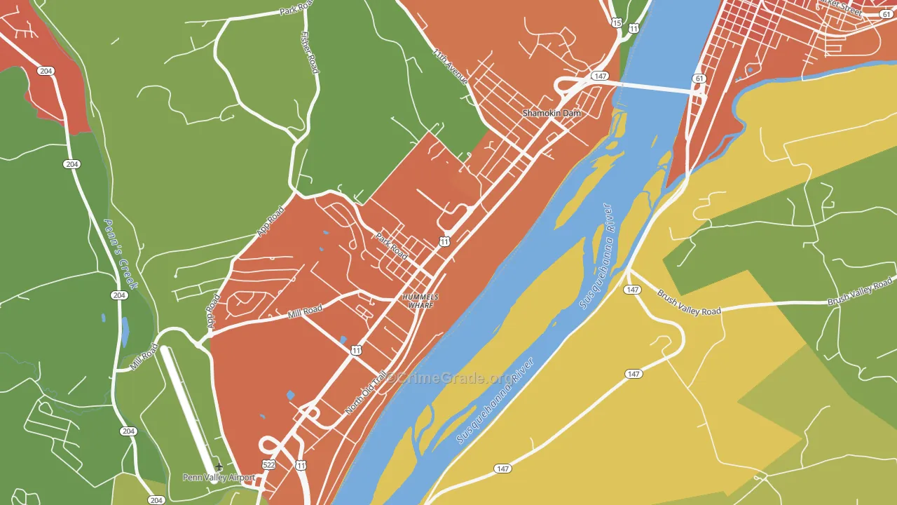 Hummels Wharf, PA Map of Vandalism Rates