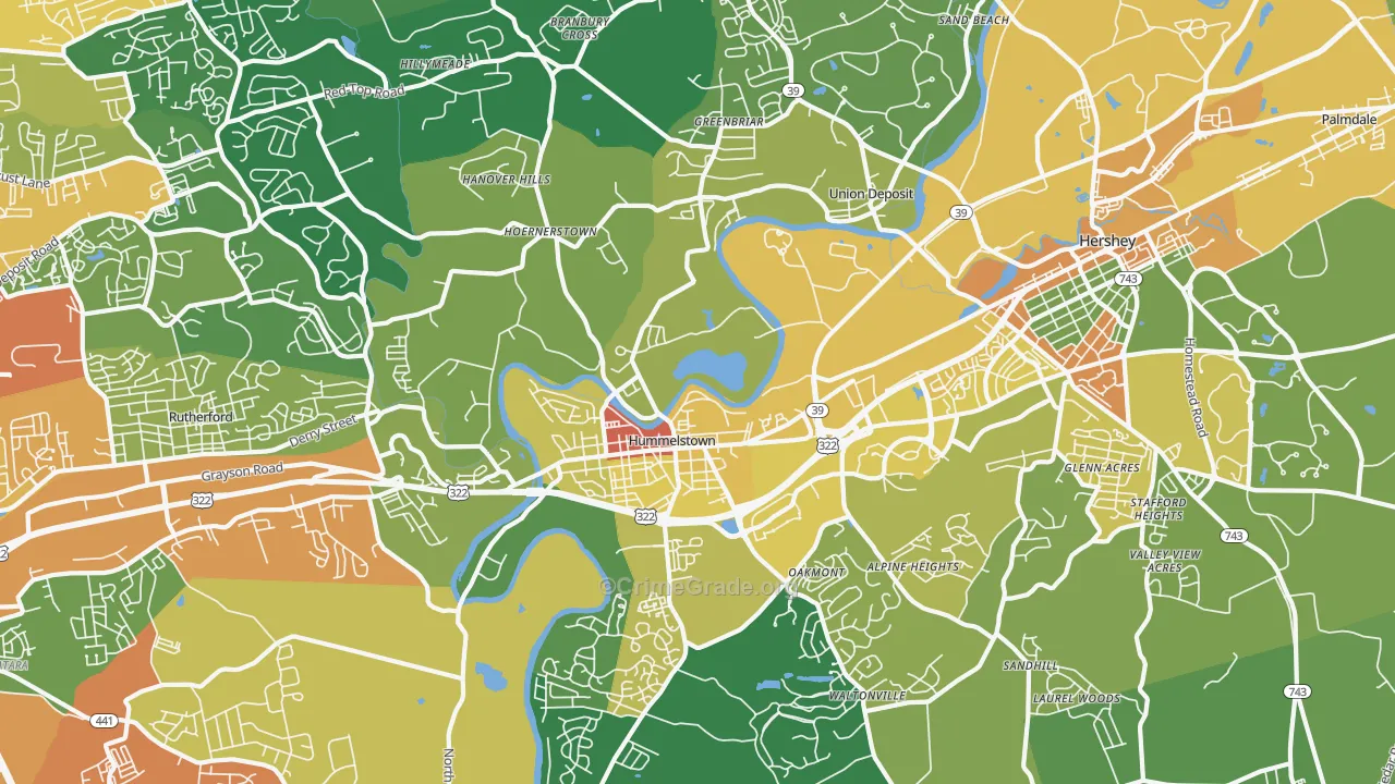 Hummelstown, PA Map of Vandalism Rates
