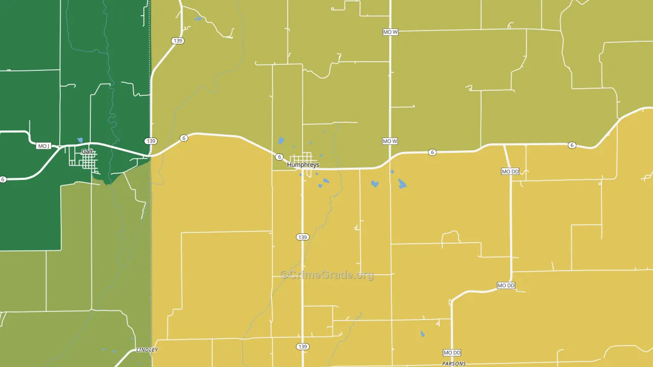 Humphreys, MO Map of Vandalism Rates