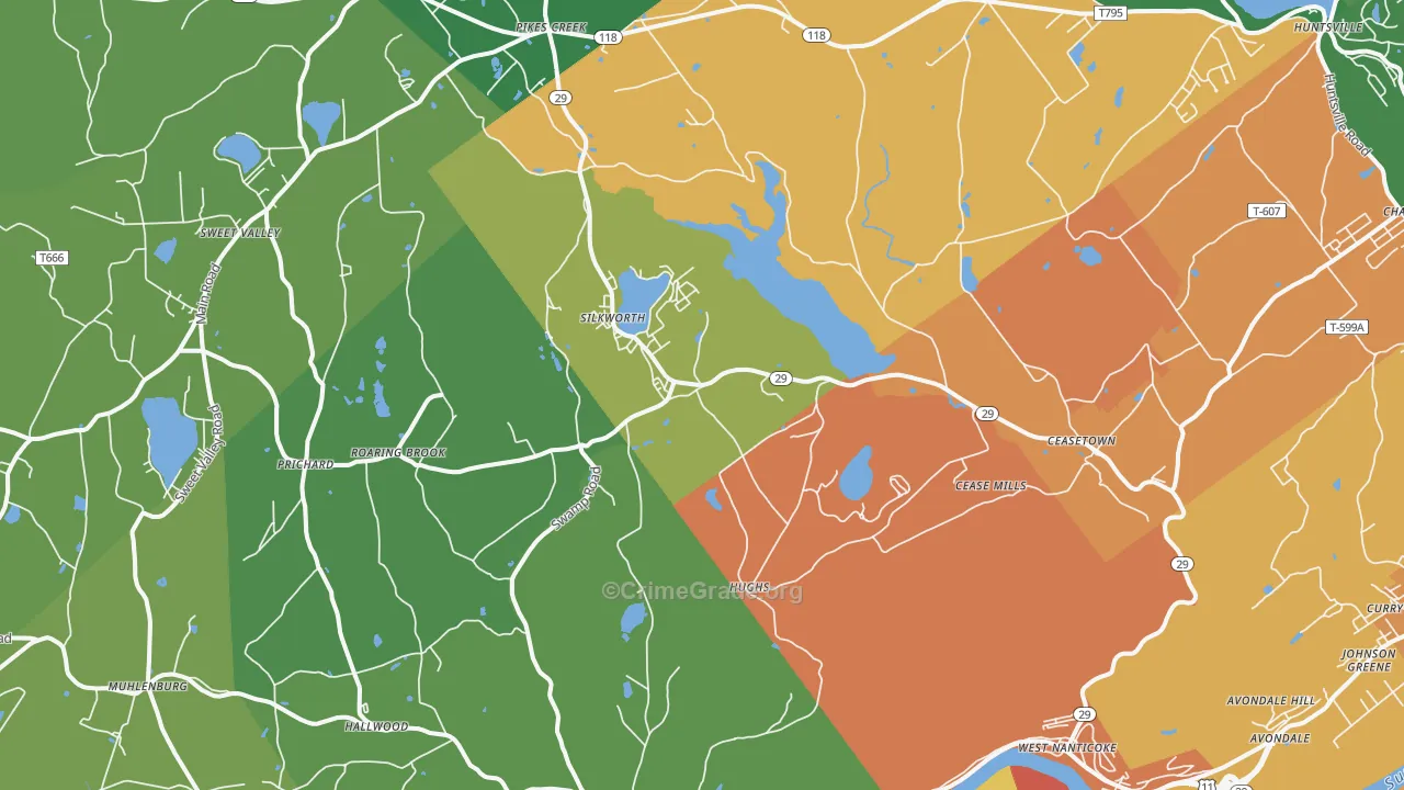 Hunlock Creek, PA Map of Vandalism Rates