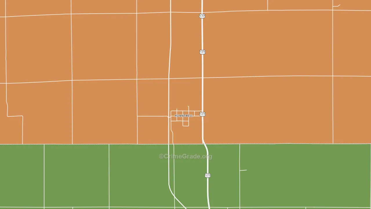 Hunnewell, KS Map of Vandalism Rates