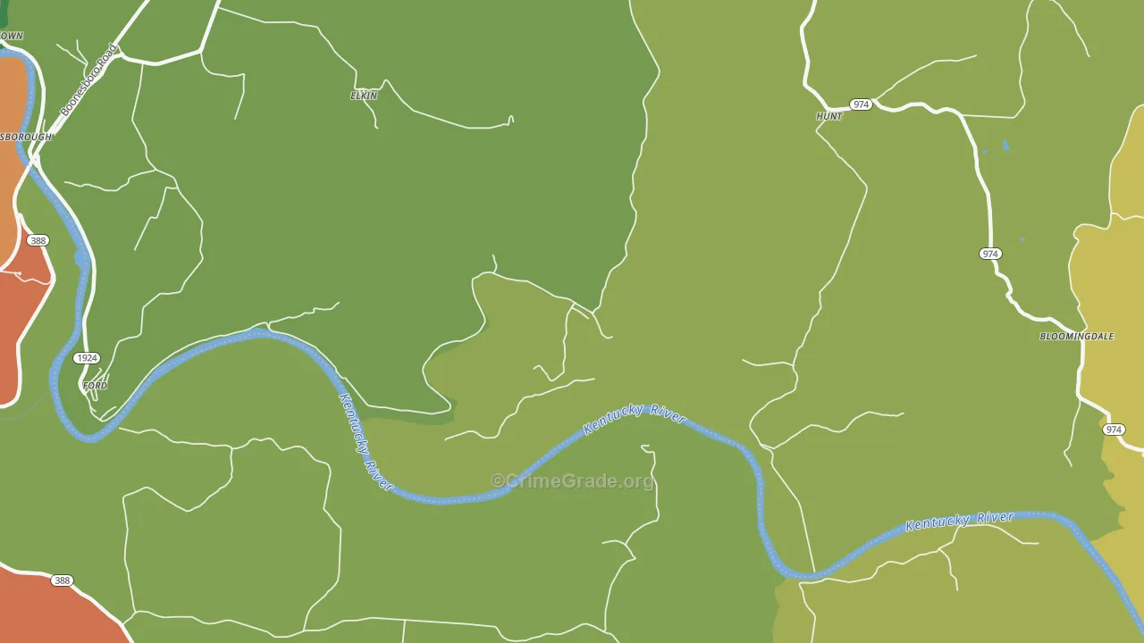 Hunt, KY Map of Vandalism Rates