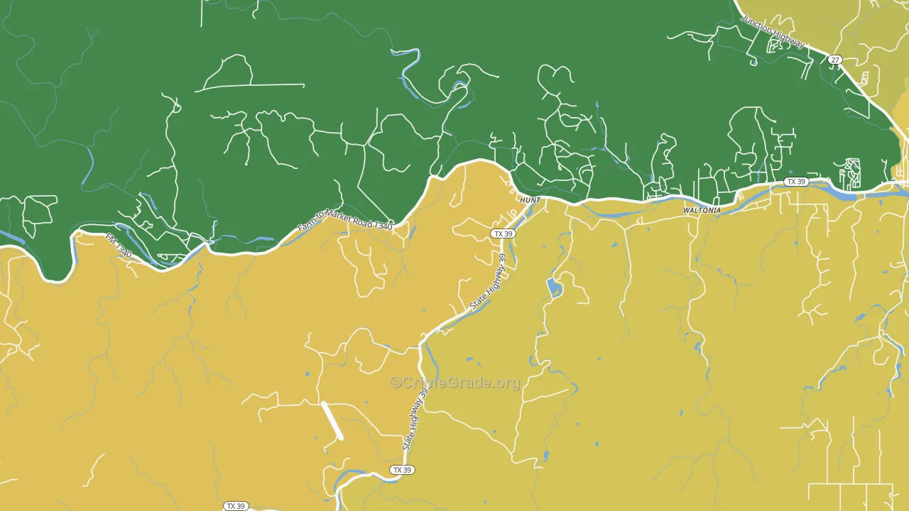 Hunt, TX Map of Vandalism Rates
