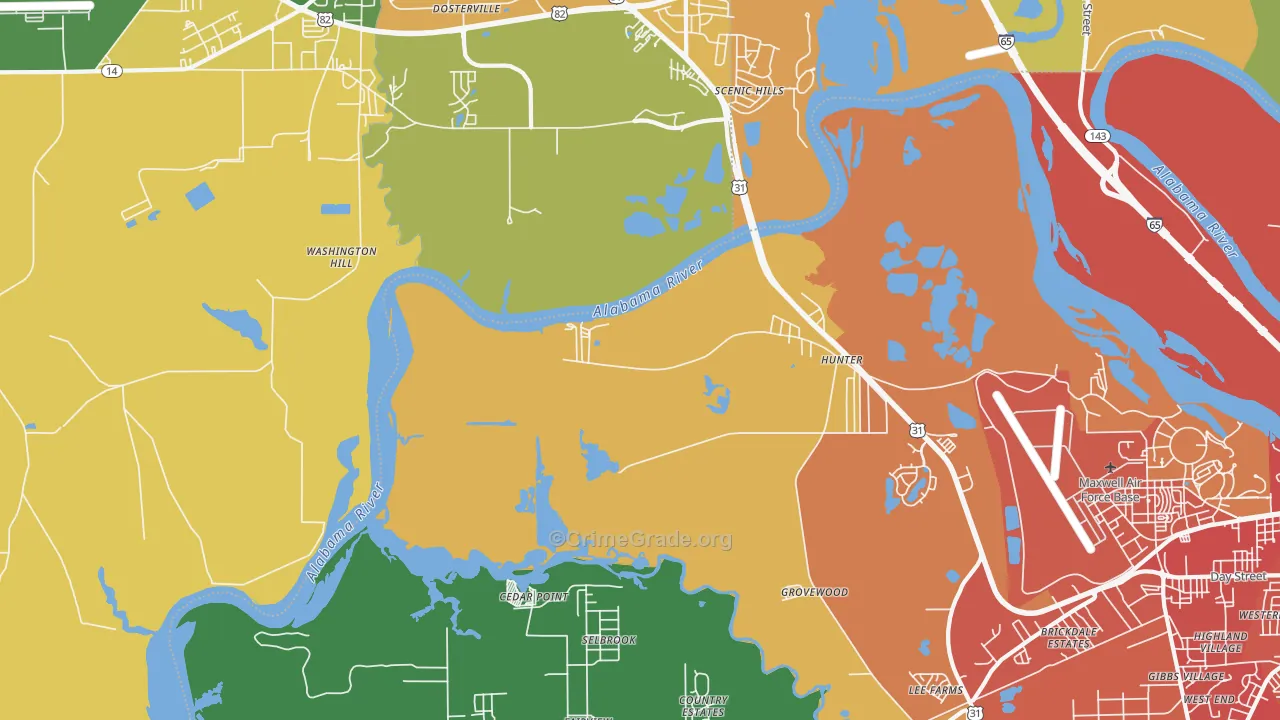 Hunter, AL Map of Vandalism Rates