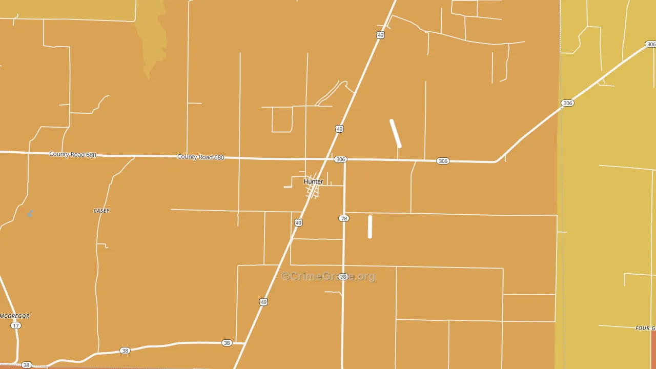 Hunter, AR Map of Vandalism Rates