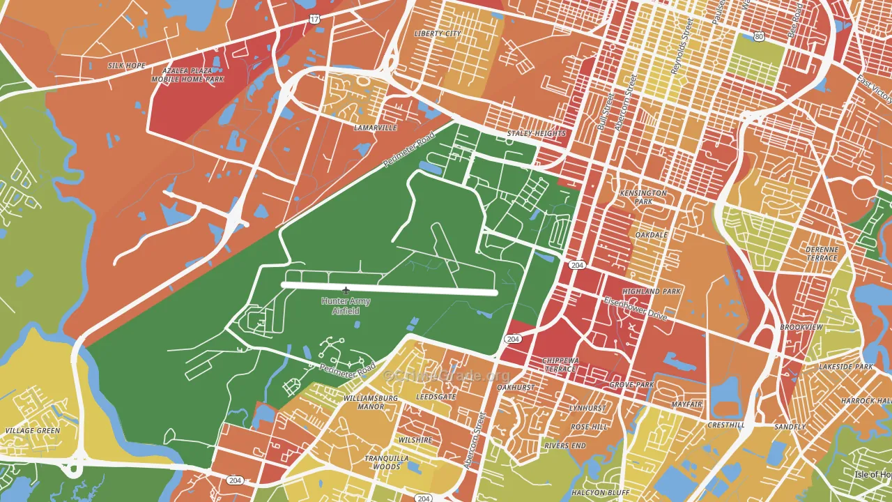 Hunter Army Airfield, Savannah, GA Map of Vandalism Rates