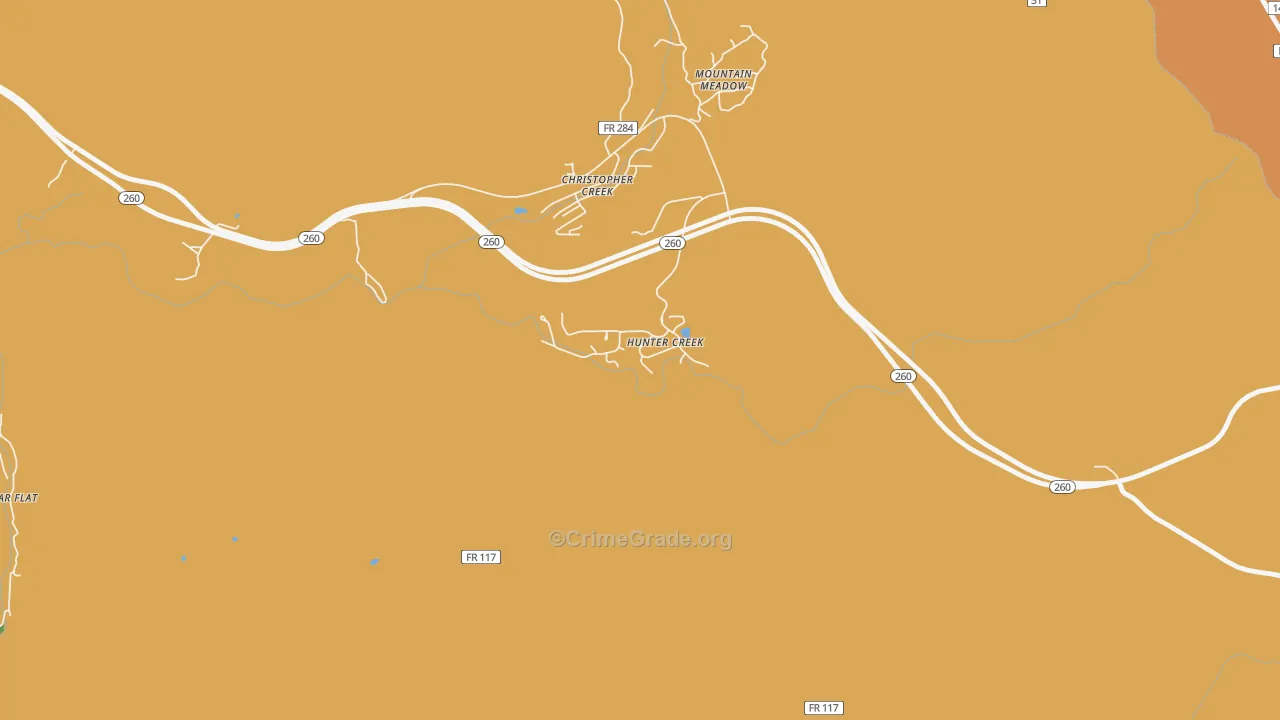 Hunter Creek, AZ Map of Vandalism Rates