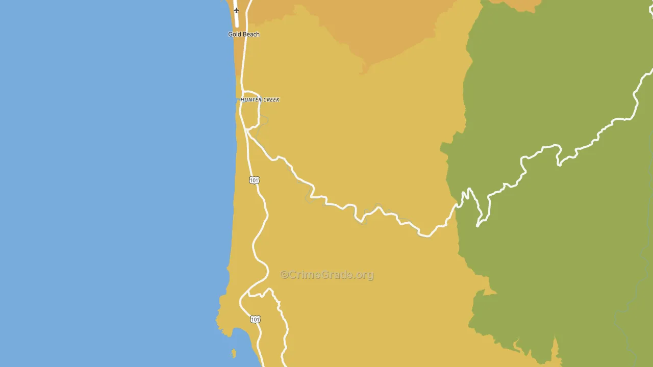 Hunter Creek, OR Map of Vandalism Rates