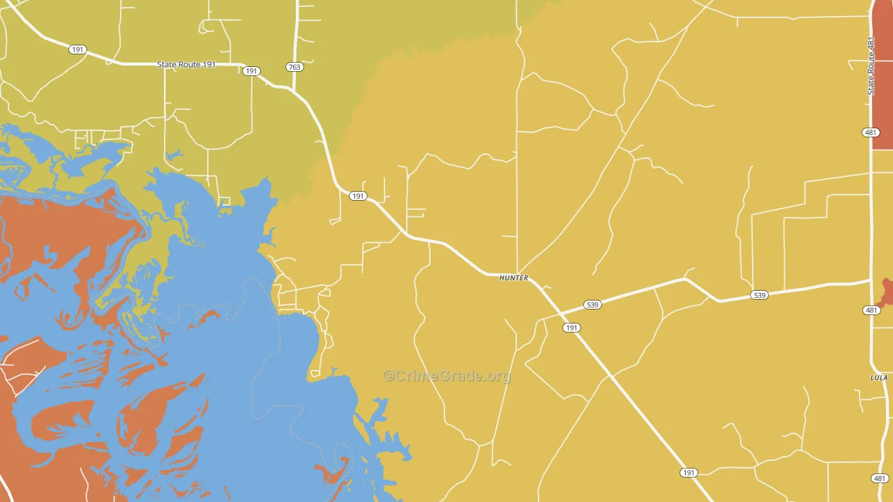 Hunter, LA Map of Vandalism Rates