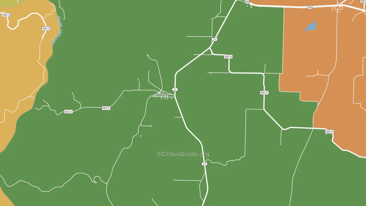 Hunter, MO Map of Vandalism Rates