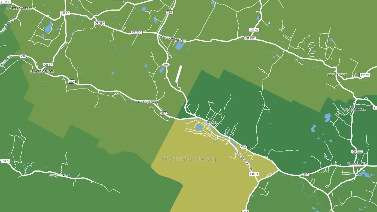 Hunter, NY Map of Vandalism Rates