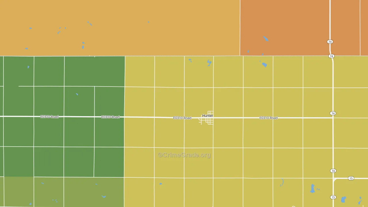 Hunter, OK Map of Vandalism Rates
