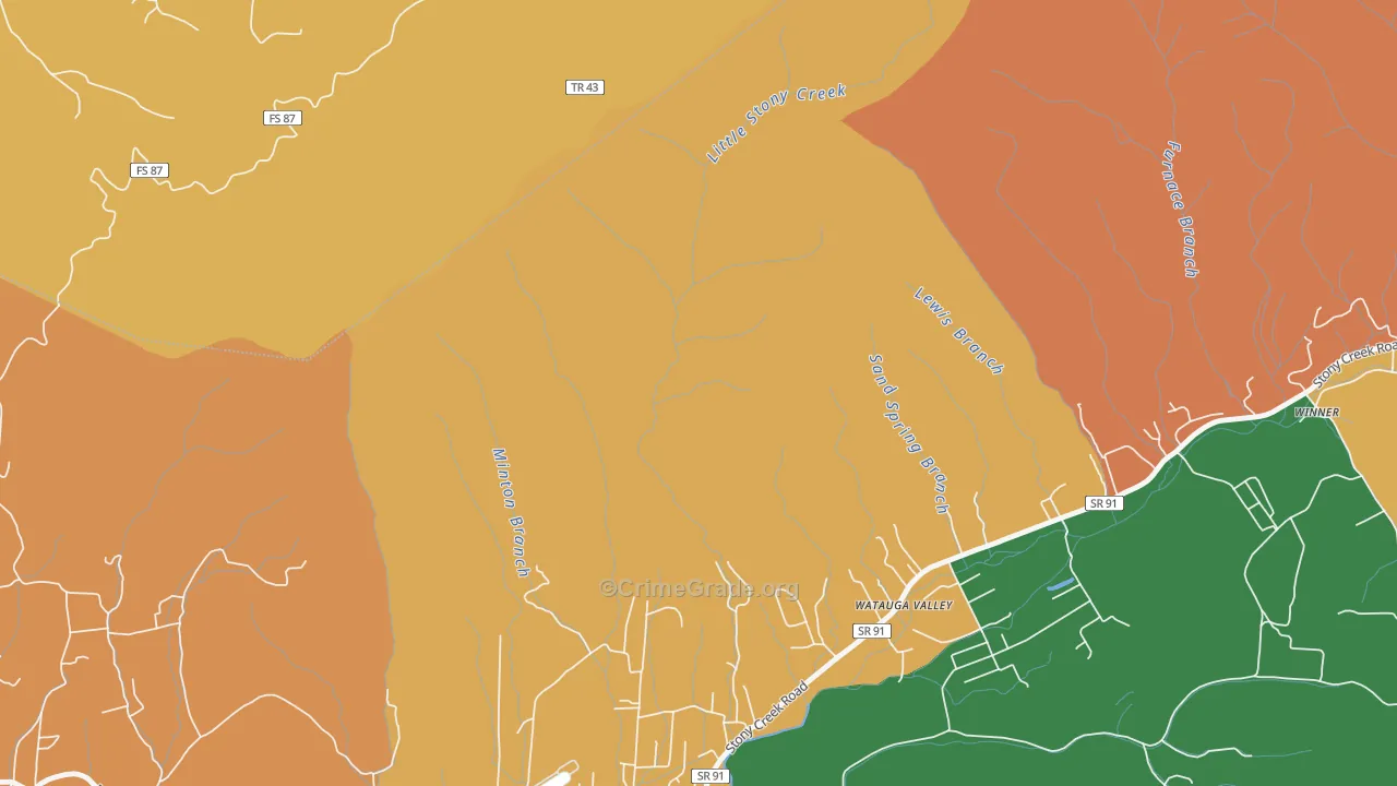 Hunter, TN Map of Vandalism Rates