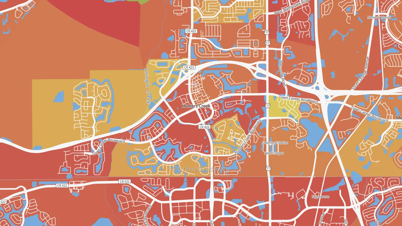 Hunters Creek, FL Map of Vandalism Rates