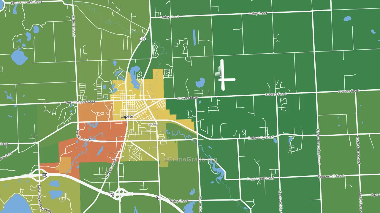 Hunters Creek, MI Map of Vandalism Rates