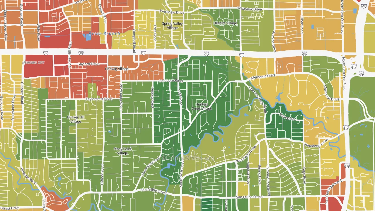 Hunters Creek Village, TX Map of Vandalism Rates