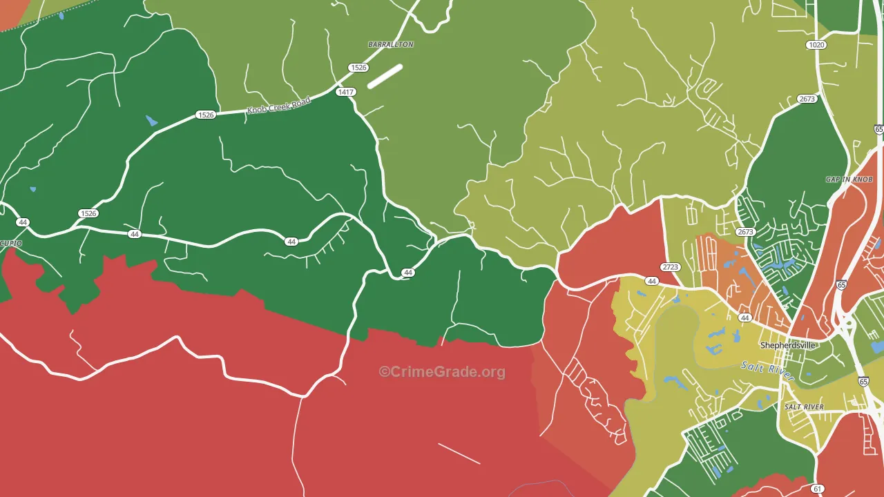 Hunters Hlw, KY Map of Vandalism Rates
