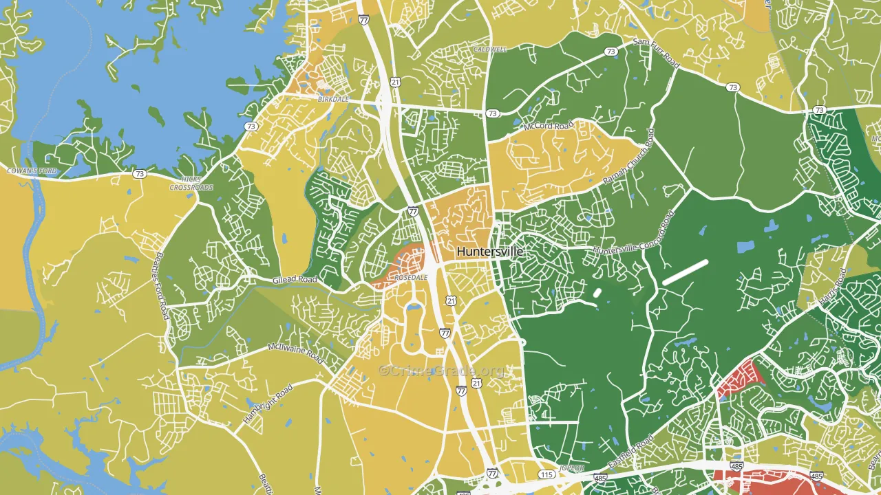 Huntersville, NC Map of Vandalism Rates